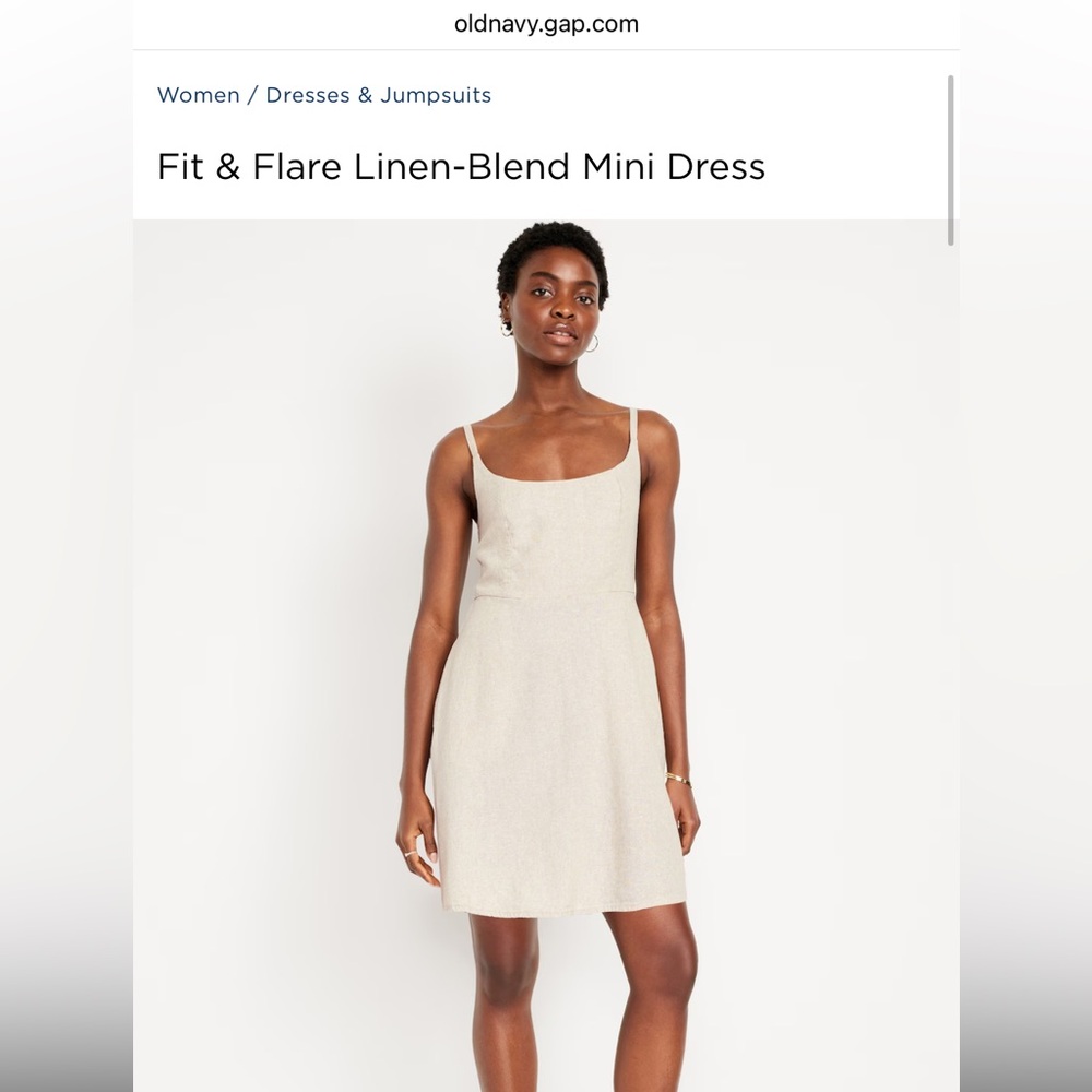 Old Navy- Fit & Flare Linen-Blend Mini Dress - Natural Linen - Size S